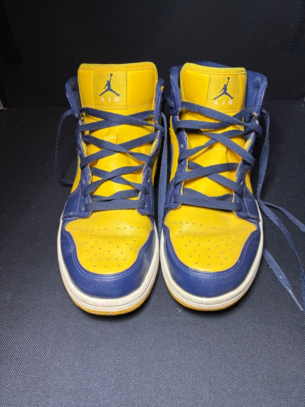 Nike Air Jordan High Top Sneakers - Yellow & Navy USED SKU 554724-707